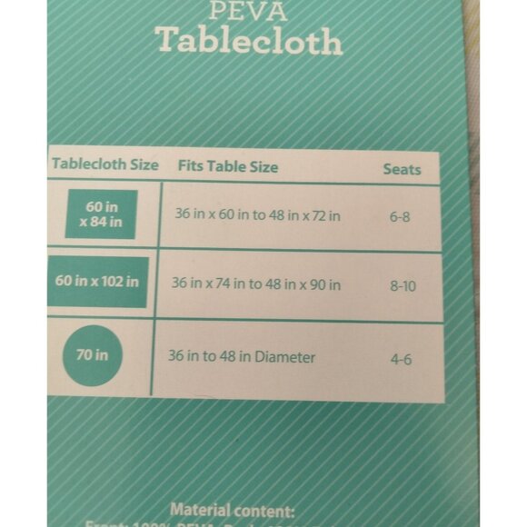 Way To Celebrate Vinyl Tablecloth Floral Blue White Plaid 60 x 84 Inch Peva - Picture 5 of 5